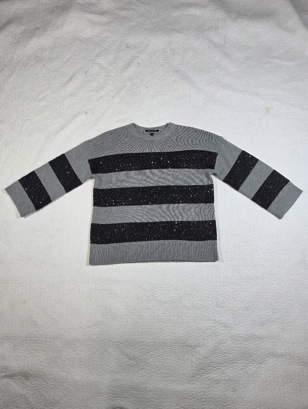 Melanie Lyne Sequin Embellished Bland And Gray Striped Sweater - Picture 7 of 13